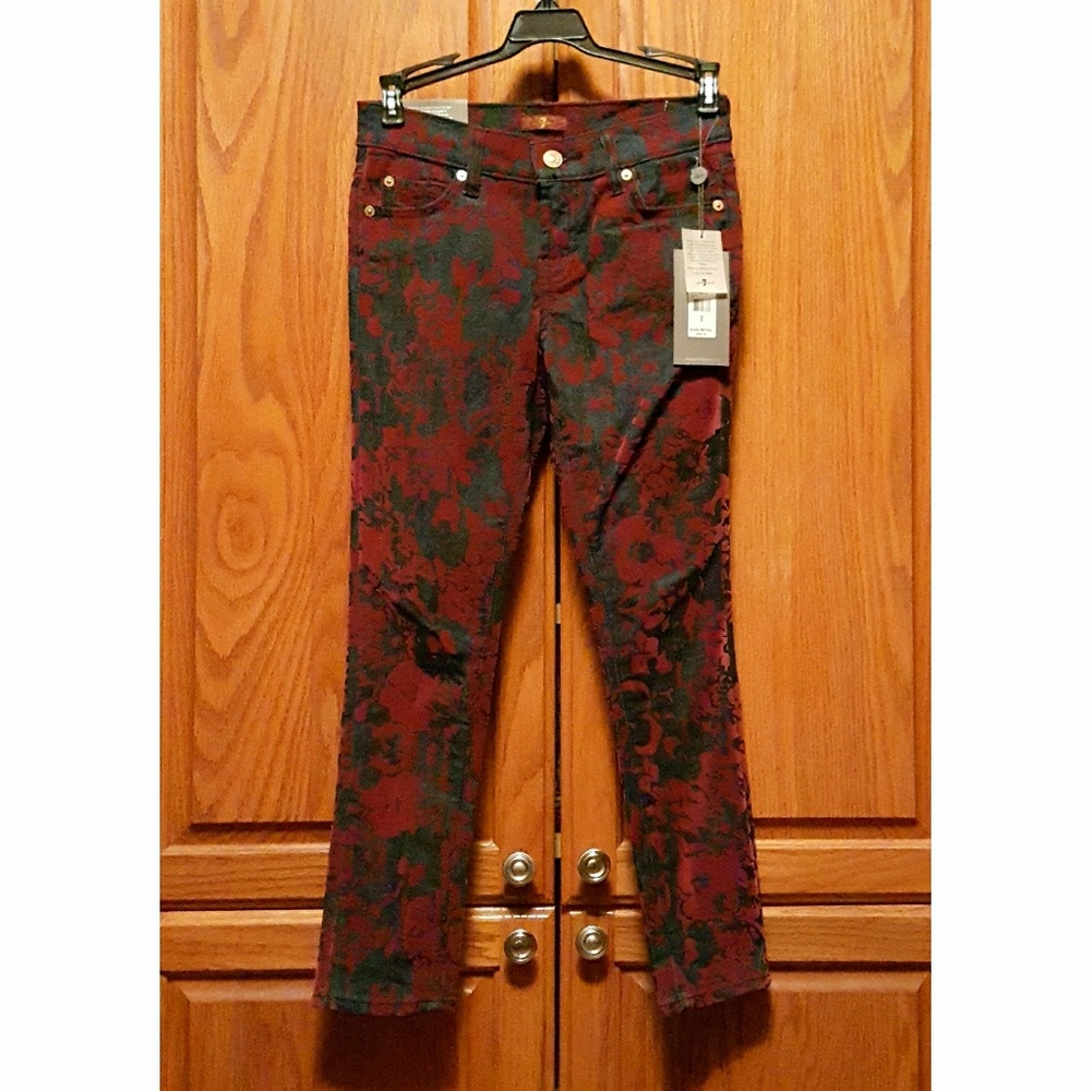 7 FOR ALL MANKIND-"THE SKINNY" BROCADE SKINNY JEAN
